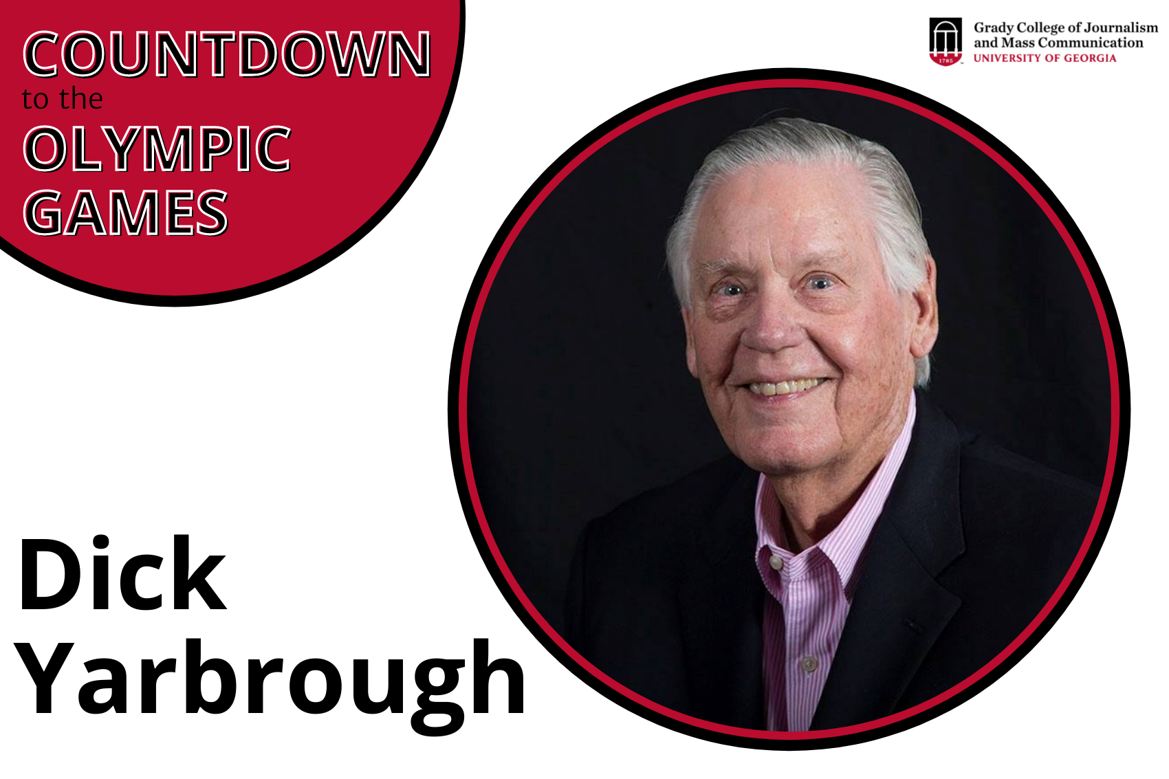 A graphic with Yarbrough's headshot and text that reads 'Countdown to the Olympic Games'
