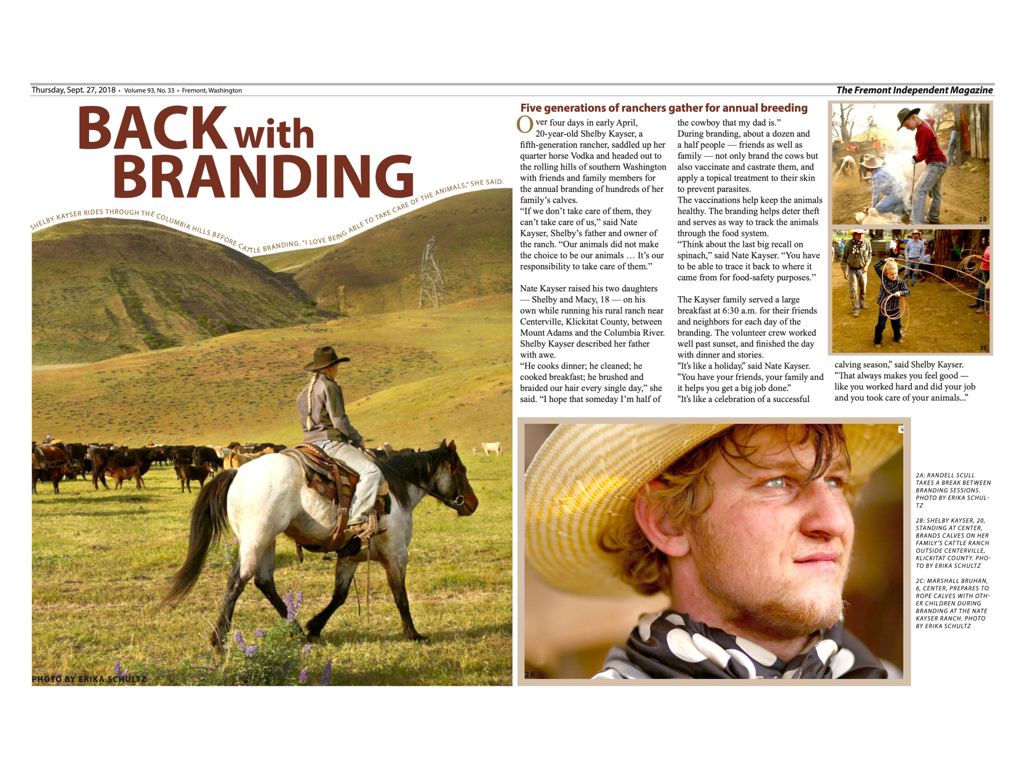 Cover of a magazine that reads 'Back with Branding' and shows cowboys